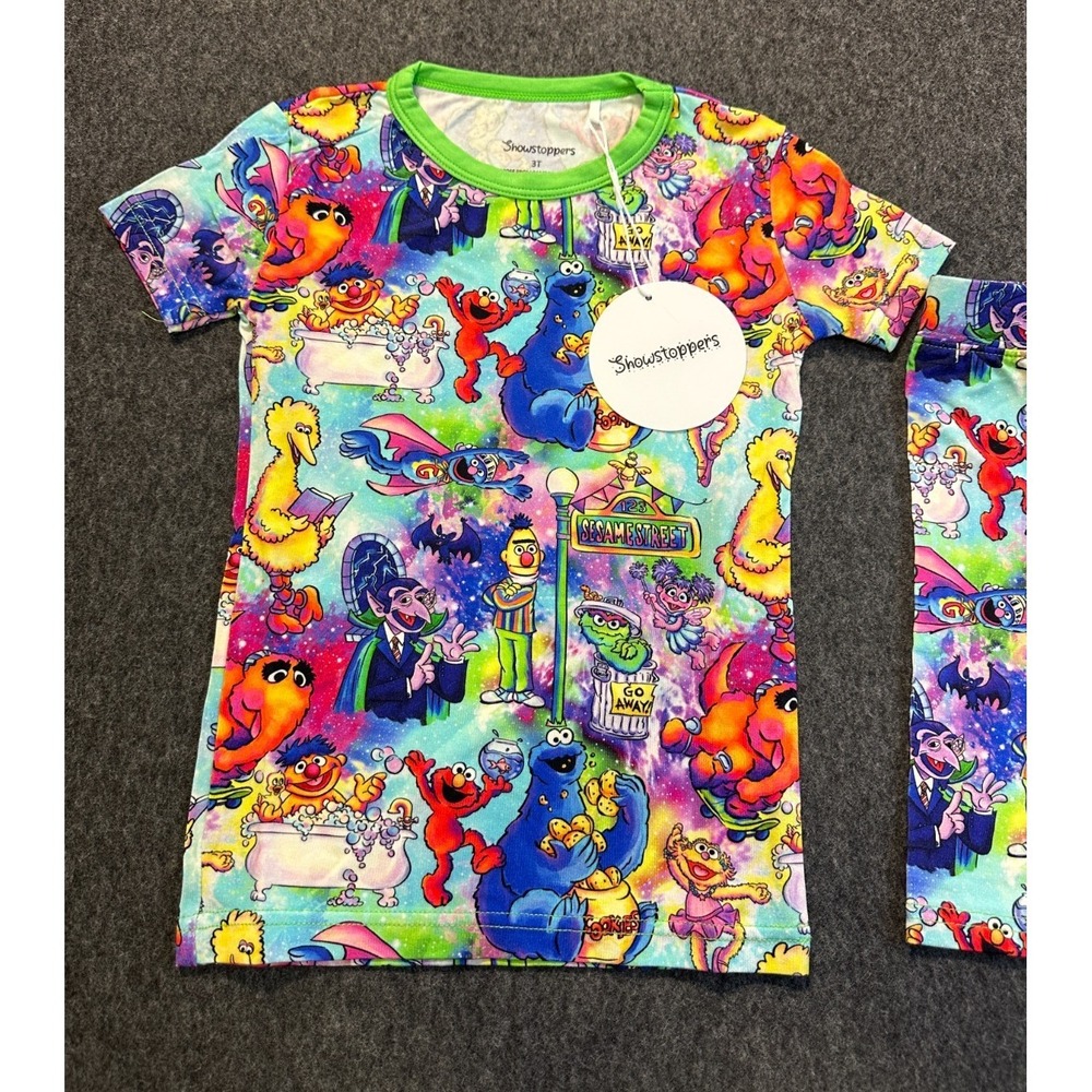 Showstoppers Bamboo Toddler Pajama Set Colorful Character Print Boys Girls 3T - Picture 8 of 9